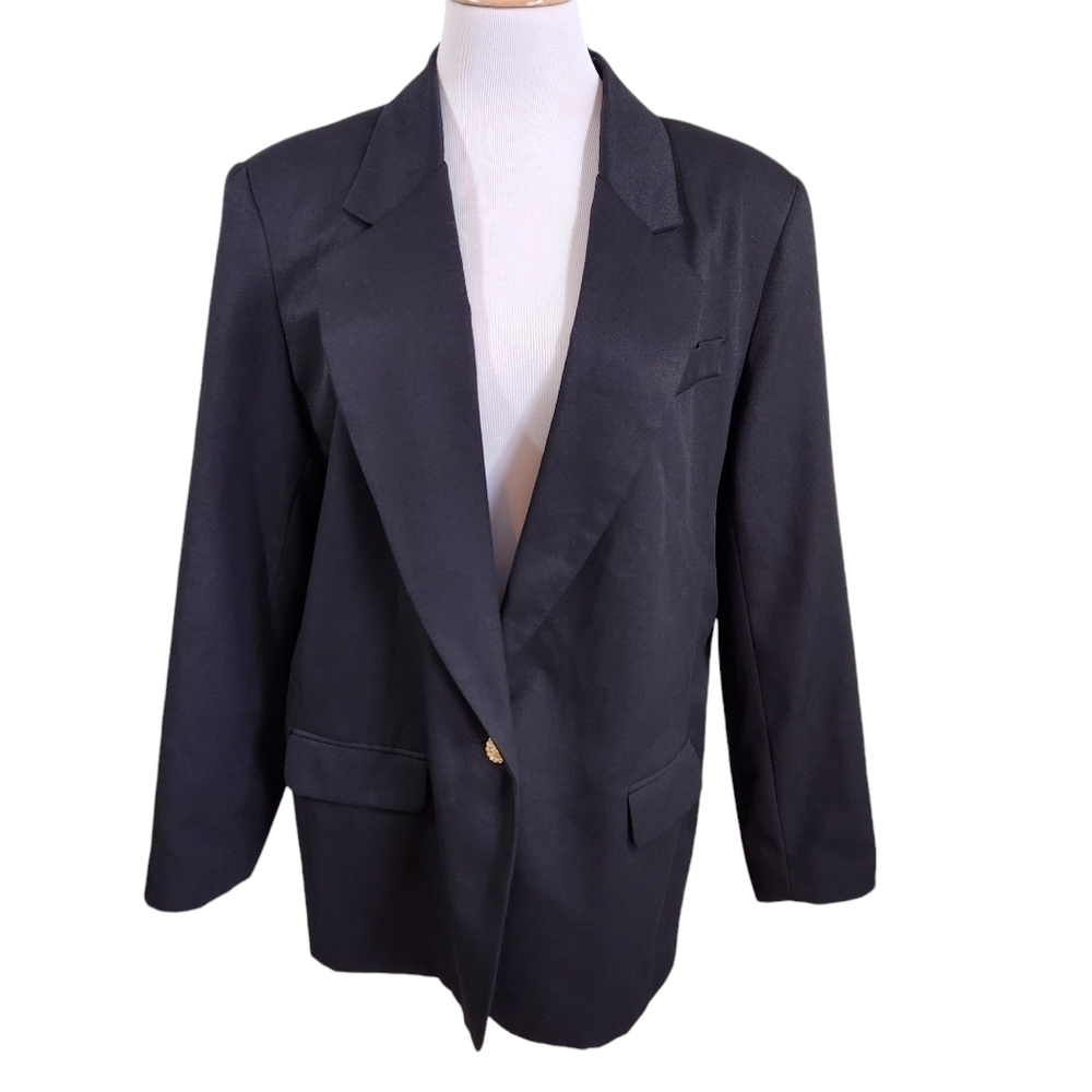 Alfred Dunner Black Blazer Jacket Flap Pockets, sz 16